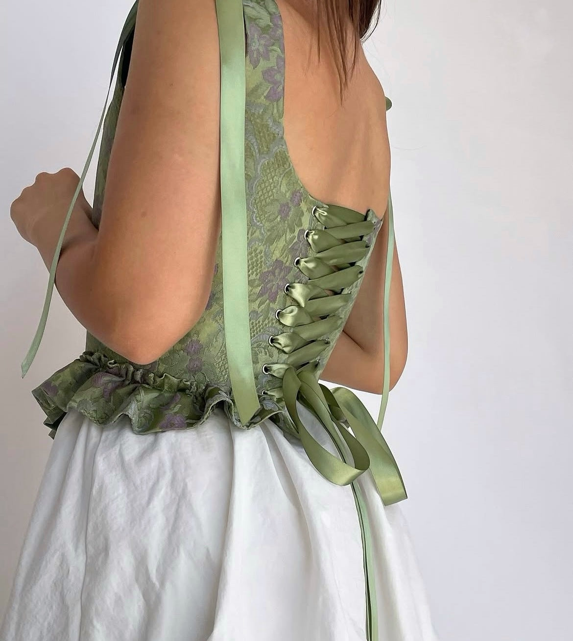 Ruffle peplum corset - made to order